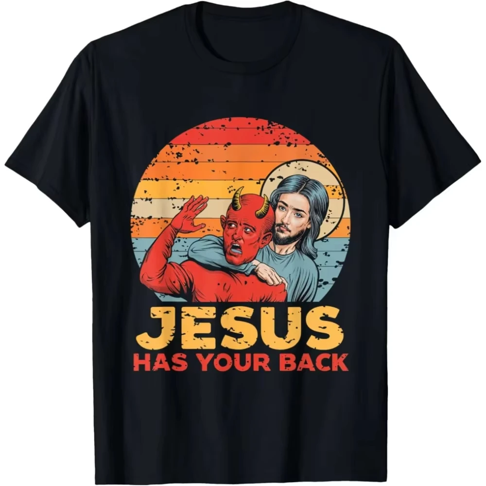 

Хит продаж: хлопковая футболка оверсайз унисекс с принтом «Иисус защищает тебя», христианская, духовная, для мужчин и женщин