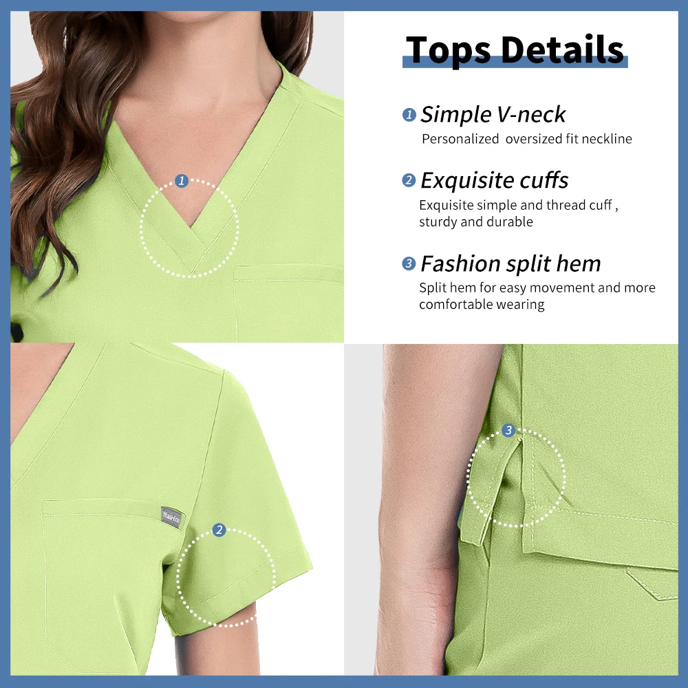 Wielokolorowe stroje robocze dla aptekarzy, odzież robocza dla kosmetyczek, odzież laboratoryjna, uniformy dentystyczne, uniformy pielęgniarskie, zestawy odzieży weterynaryjnej do klinik weterynaryjnych, sprzedaż hurtowa.