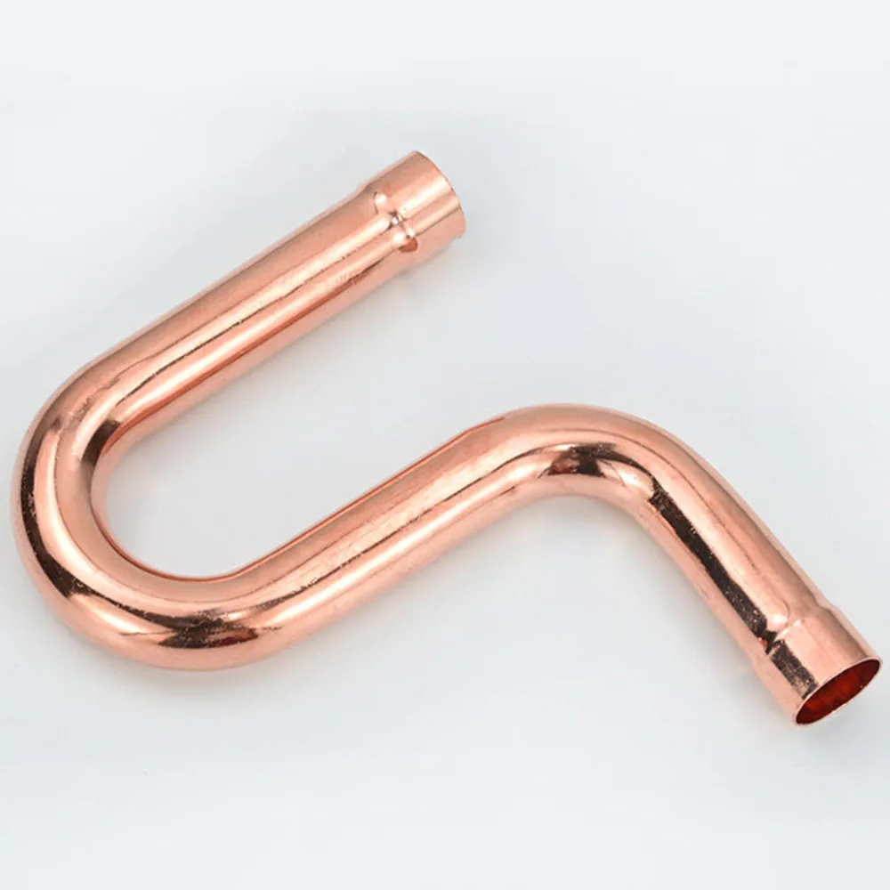 Thickened Red Copper P‑type Oil Return Bend Oil Trap Bend Welded Copper Pipe Fitting For HVAC Refrigeration Unit Cold Storage