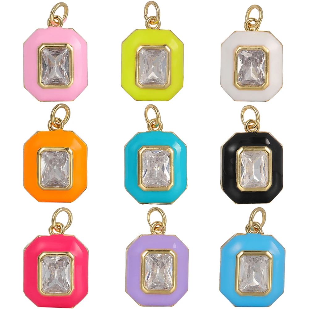 JUYA DIY CZ Zirkonia Charms Bunte Polygon Charms Anhänger Für Frauen Ohrringe Halskette Armband Machen Liefert 2021