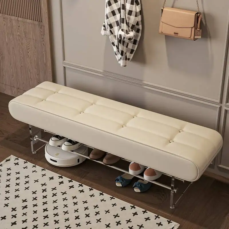 Bedroom Furniture Soft Door Home Italian Pack Light Creative Shoe Bench Comfortable Luxury Acrylic Sofa Benchs Bedside Bench