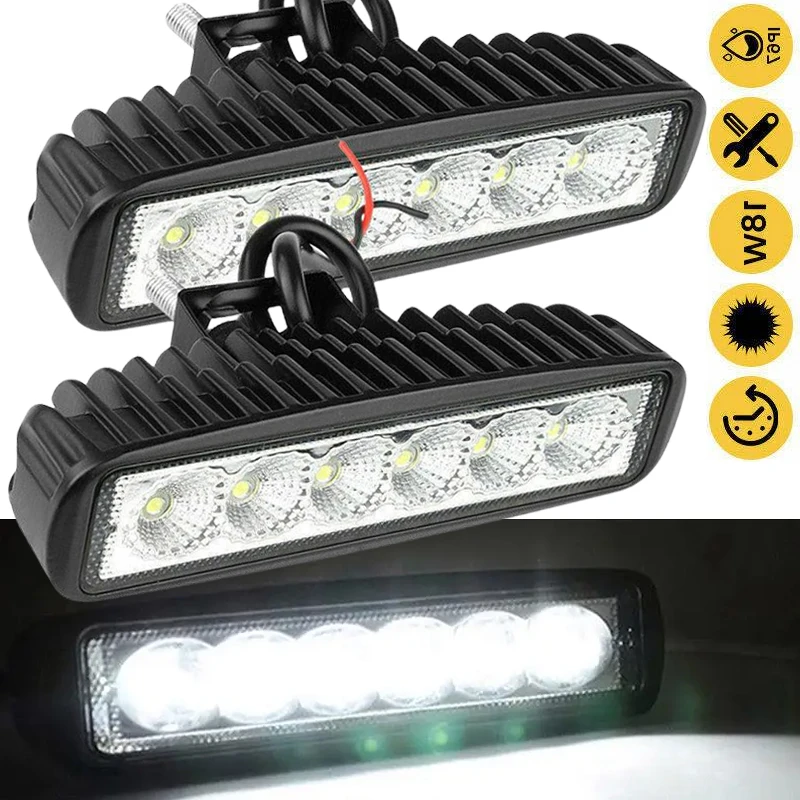 

6 светодиодов 18 Вт Автомобильный светодиодный рабочий фонарь DRL Высокая яркость Прожектор для бездорожья Автомобиль Грузовик Противотуманная фара 12 В