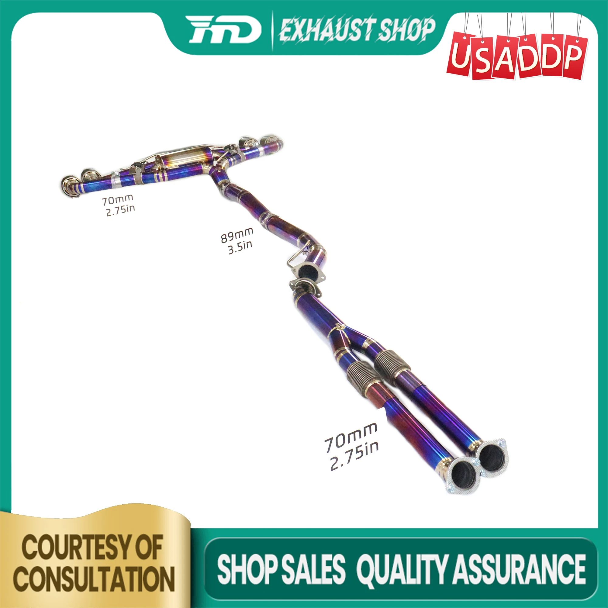 

HMD Ti for Nissan GTR R35 Catback with Electronic valve Muffler Tips Exhaust system Increased power Y tube