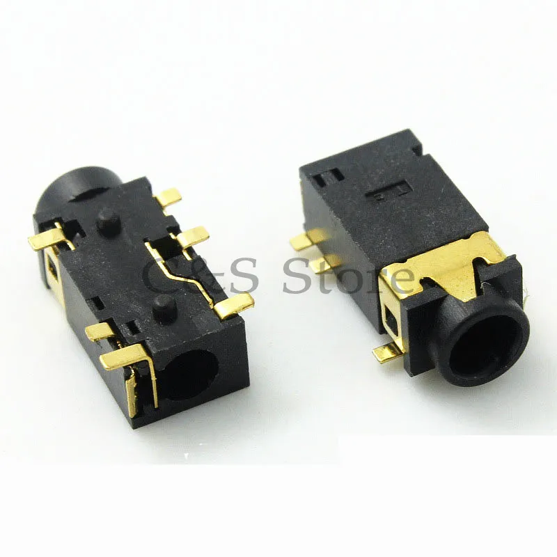 10pcs 3.5mm headphone socket Audio socket PJ-342 Surface mounted 6 feet Double track gold plated PJ342