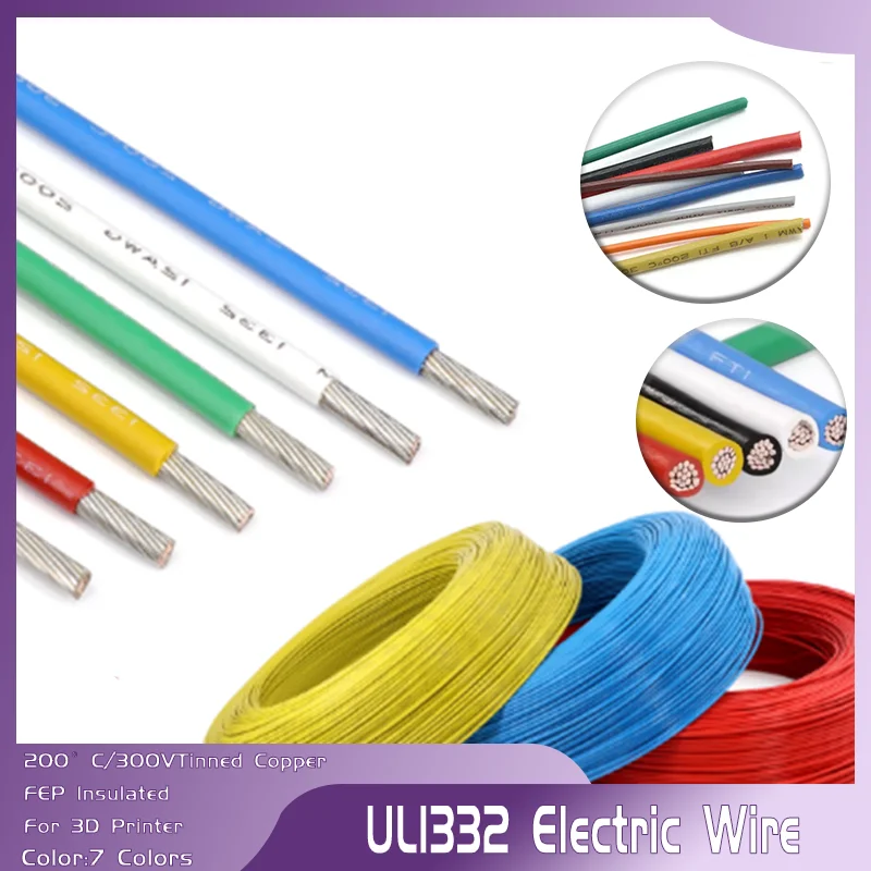 

30/28/26/24/22/20/18/16/14/13/12/11/10AWG UL1332 PTFE Wire FEP Plastic Insulated High Temperature Electric Cable for 3D Printer