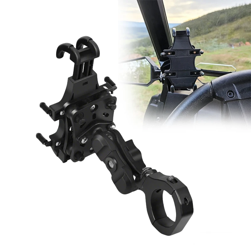 

UTV Phone Holder 4.7"-7.1" Cell Phones Handlebar Cell Phone Holder Anti-Vibration Mount 360° Rotation For ATV Motorcycle Bicycle