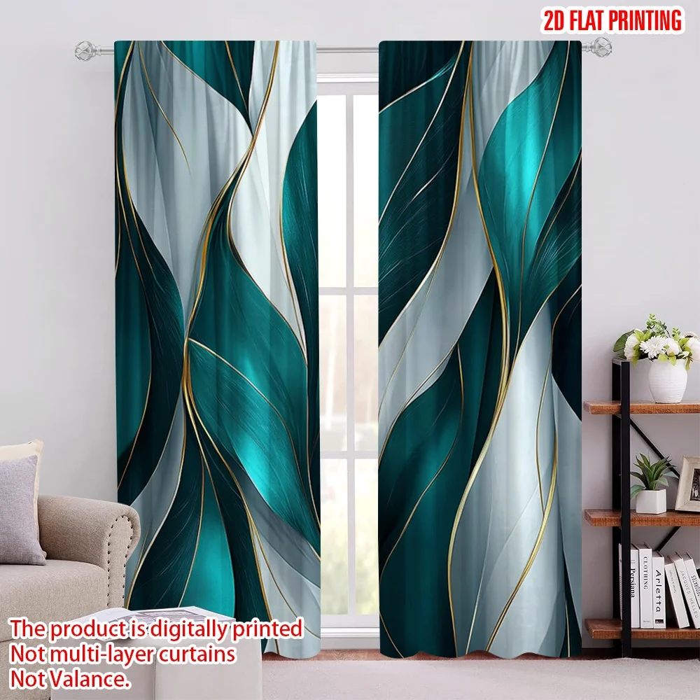 

2pcs 2D flat printing Party Curtains Modern Style Blackout Polyester summer party decorations Perfect for Classroom, Office