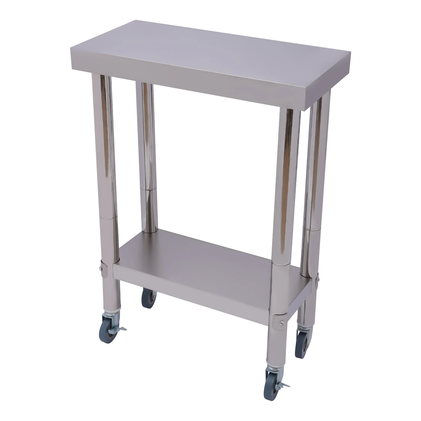 Stainless Steel Worktable, Two-Tier Open Storage, Anti-Corrosion, Easy-Clean, Stable Design for Kitchen Prep