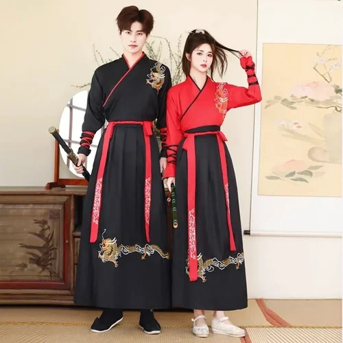 Conjunto de 2 piezas de traje, ropa tradicional para hombres, ropa Vintage, Cosplay, vestido Hanfu chino, ropa bordada para mujeres, estilo étnico