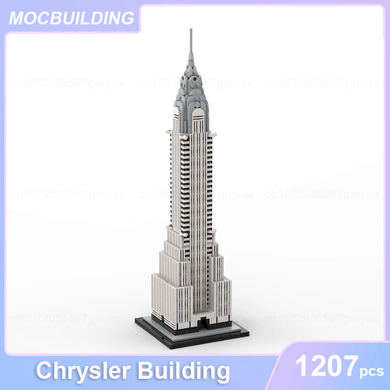 

Конструктор Chrysler Building масштаб 1:800, архитектурная модель MOC, конструктор «сделай сам», сборные кирпичи, креативный дисплей, рождественские игрушки, подарки, 1207 шт.