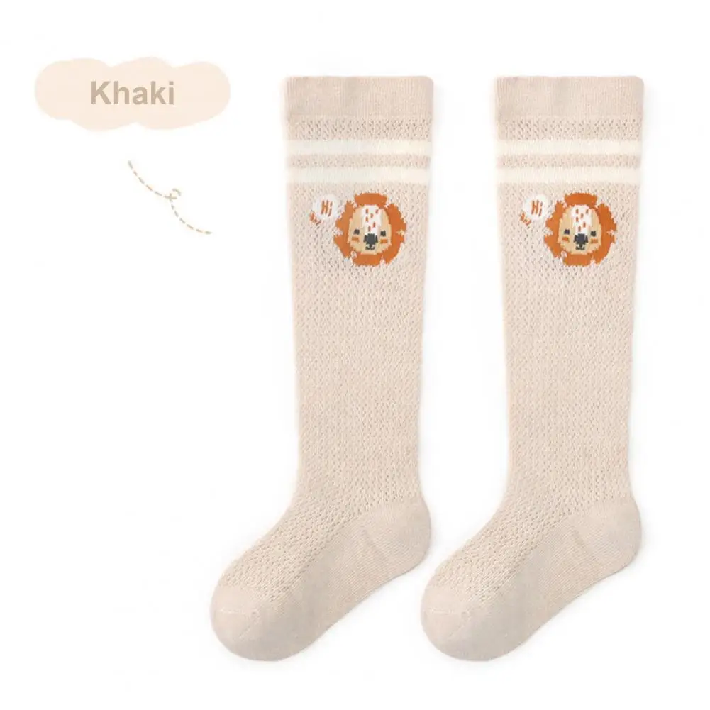 1 Paar haltbare Kleinkind Socken Mesh Design helle Farbe Baby Mädchen Socken Cartoon Kaninchen Muster gestreifte Kind lange Rohr Socken