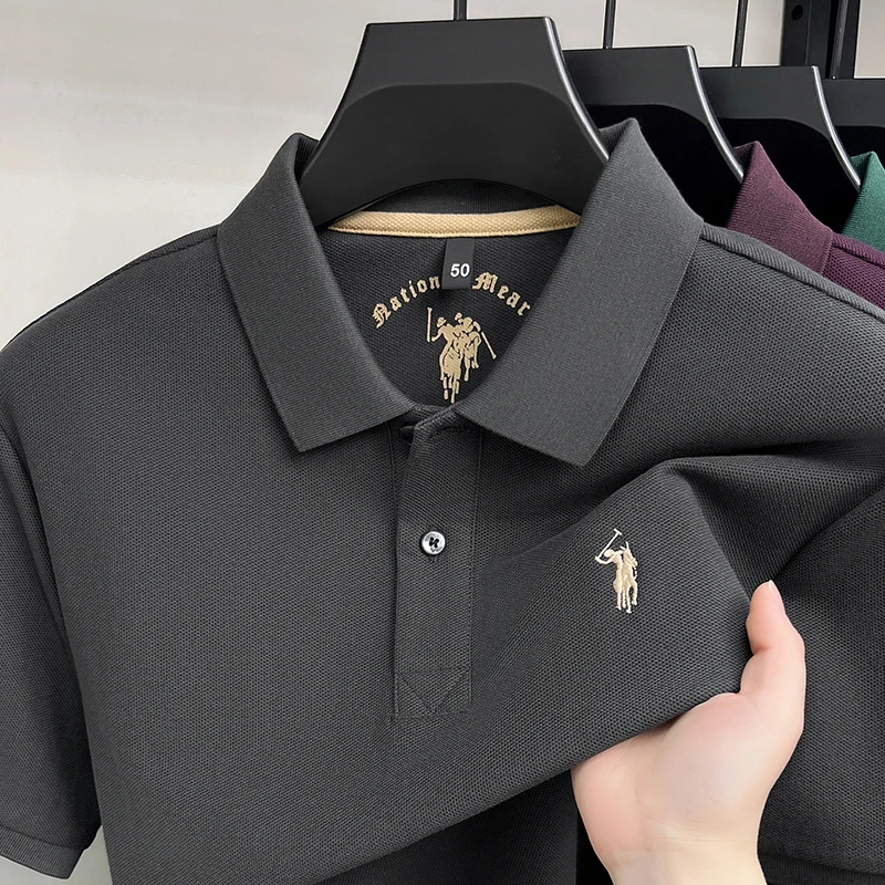High-End 100% Baumwolle Kurzarm Polo Shirt Herren Sommer Luxus Marke Klassische Paul Pony Stickerei Freizeit Business Mode Golf T-Shirt – Detail 34
