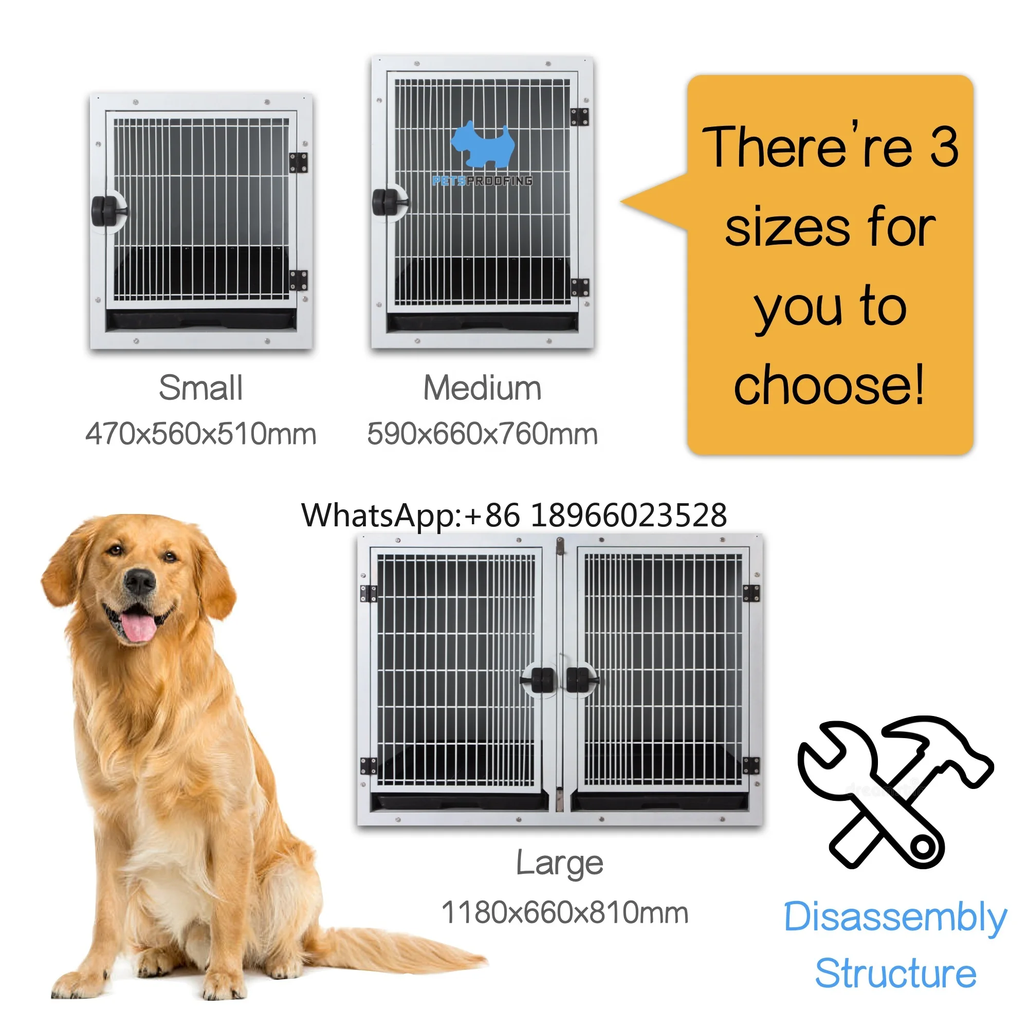 Portable pet dog cat metal kennels which is made of stainless steel are friendly to puppies and kittens in pet shop