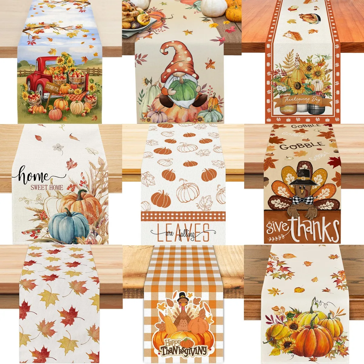 

Orange Pumpkins Fall Maple Leaves Fall Table Runner Seasonal Autumn Kitchen Dining Table Decoration for Home Party Decor