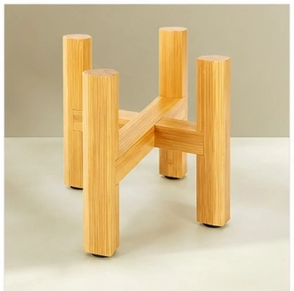 Wooden Plant Stand for Flower Pots – Natural Beech Floor Planter Rack, Indoor & Outdoor Display Shelf