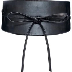 Leather Obi Belts Wide Wrap Belt for Women Lace-up Waist Belt Corset Waistband for Dress