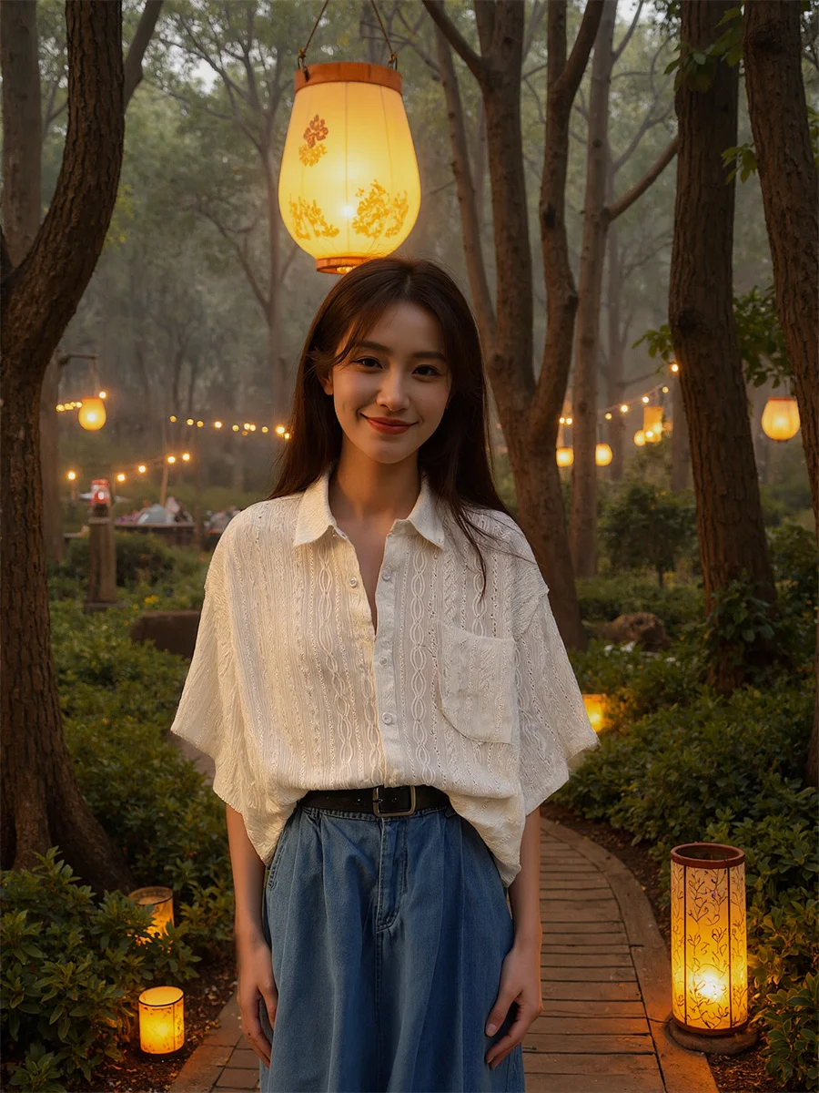 قمصان حجم كبير ملابس حريمي كم قصير ريترو الأبيض ملابس فضفاضة غير رسمية الإناث ربطة القوس فيونكة الرقبة الجبهة عقدة كلية Preppy