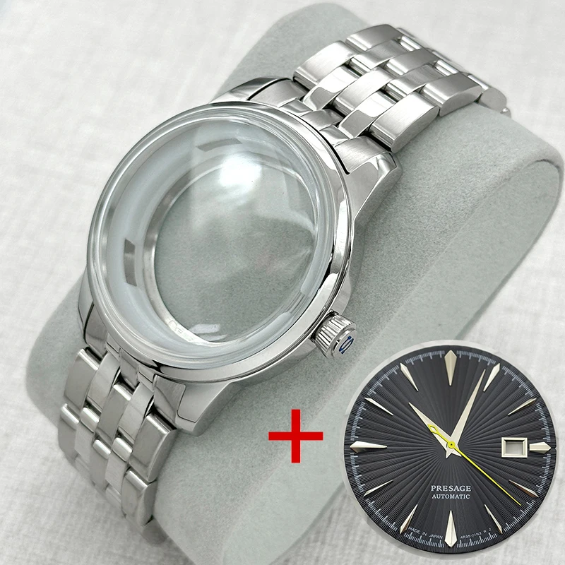 72 Options 40mm Silver Cocktail Case Domed Crystal Cocktail-Style Case with 35mm Dial Hands NH35 Case Fit For NH35/NH38 Movement
