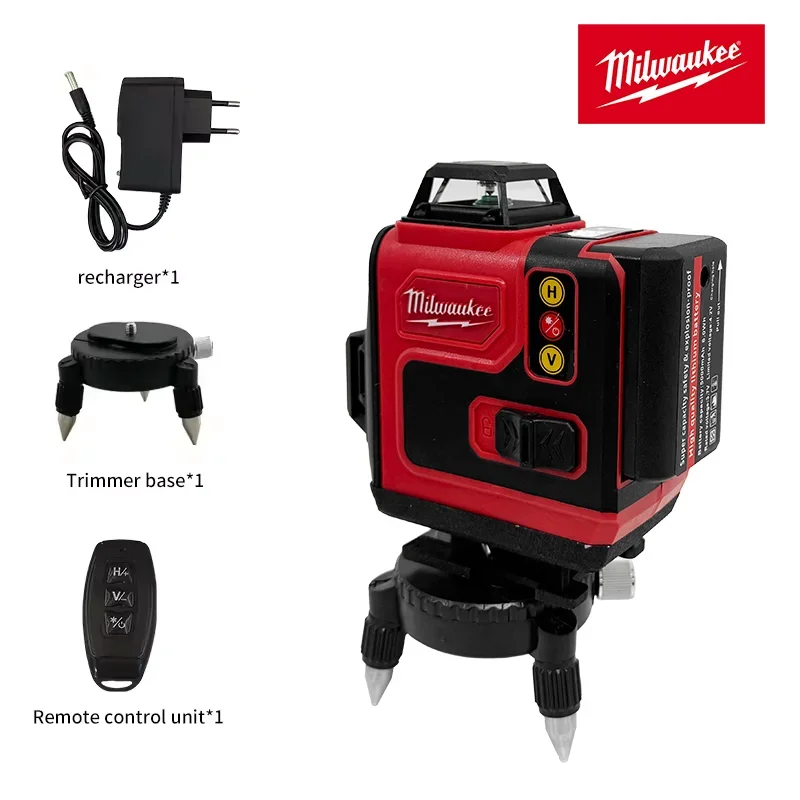 ميلووكي مستوى الليزر الأخضر 16 خطًا 4D التسوية الذاتية 360 شعاع مستوى الليزر الأفقي والرأسي فائق القوة.