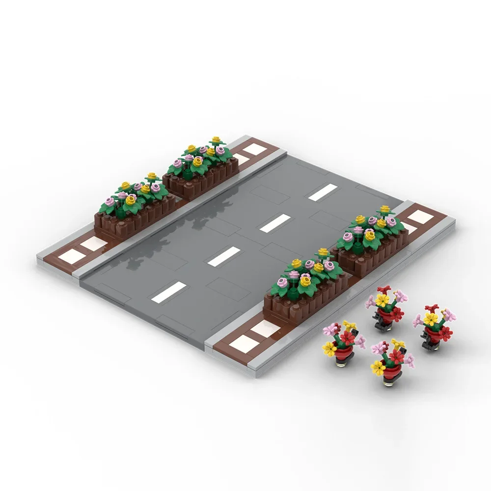 Building blocks 60304 Urban road floor road T-type road plate street light luminous bridge pedestrian straight