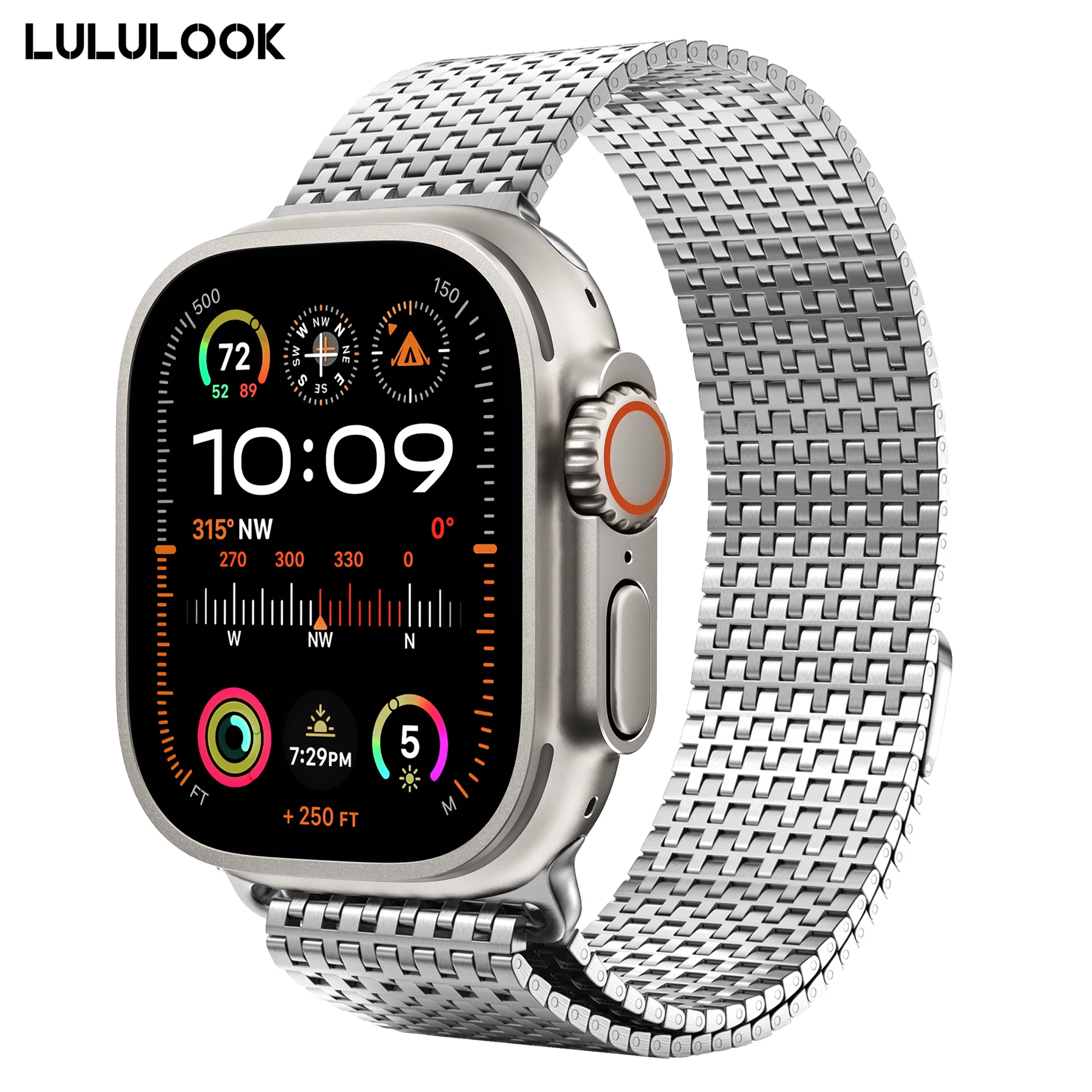 

LULULOOK Band For Apple Watch,Stainless Steel Mesh Loop Magnetic Clasp Band For Apple Watch Ultra 2/Series 10/9/8/7/6/SE/5/4/3/2