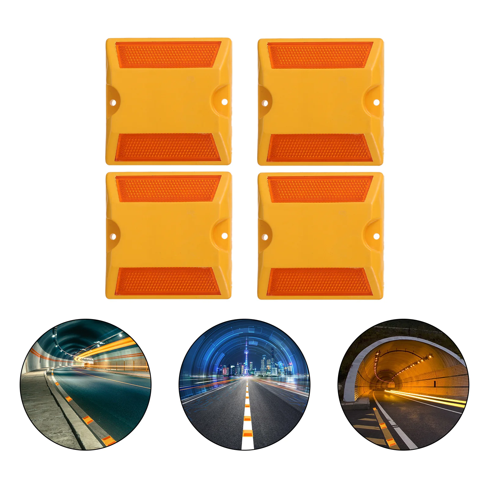 

4pcs Highway Ridge Plate Bump Road Signs Plastic Buffer Pad Speeds Block Pads