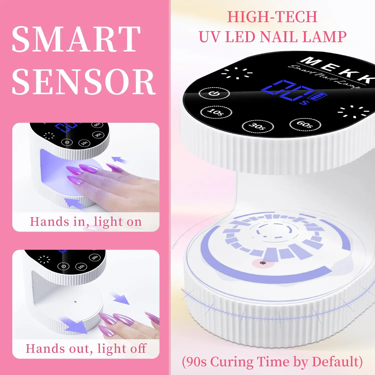 مصباح أظافر CordlMini UV LED بقدرة 24 وات قابل لإعادة الشحن مع تحكم باللمس ومستشعر تلقائي، مصباح جل محمول للمنزل والصالون