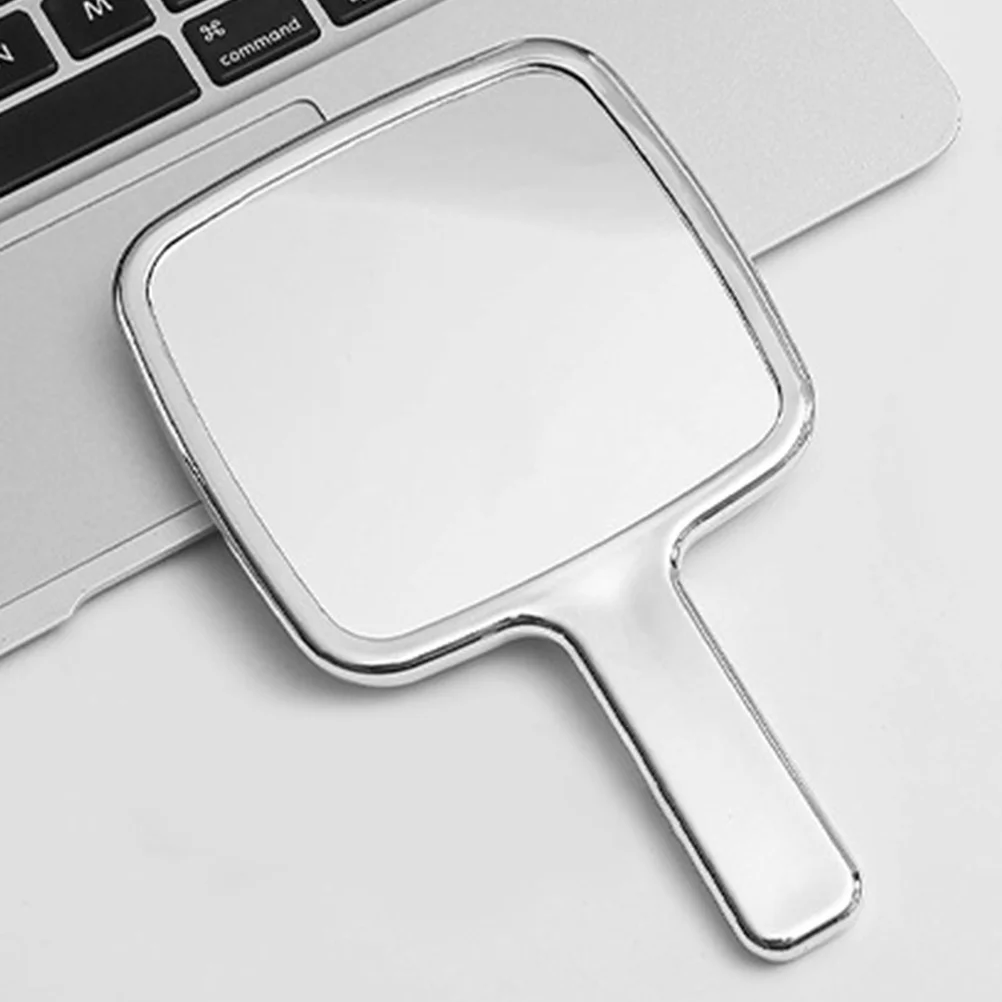 مرآة محمولة محمولة مع مقبض مكياج، مرآة سفر صغيرة خفيفة الوزن باللون الفضي للنساء أثناء الولادة #6