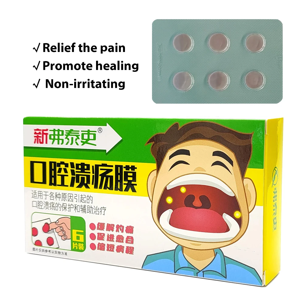 Ifory Mouth Ulcer Patch Antibacterial Spray Film 6Pcs/Box Relief Severe Pain Irritation Canker Sore Cover Oral Ulcer Cream Care