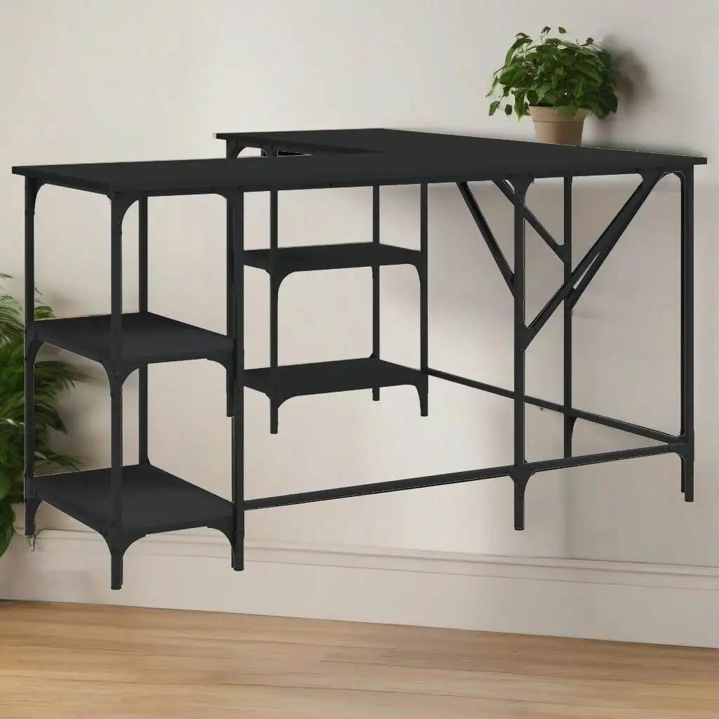 

54.7x54.7x29.5 Black Engineered Wood Desk - Stylish and Durable Home Office Furniture