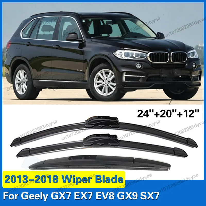 3PCS Car Front RearWindshield Wiper Blades For BMW X5 F15 2013 2014 2015 2016 2017 2018 Window Windscreen Windshield 24"20"12"