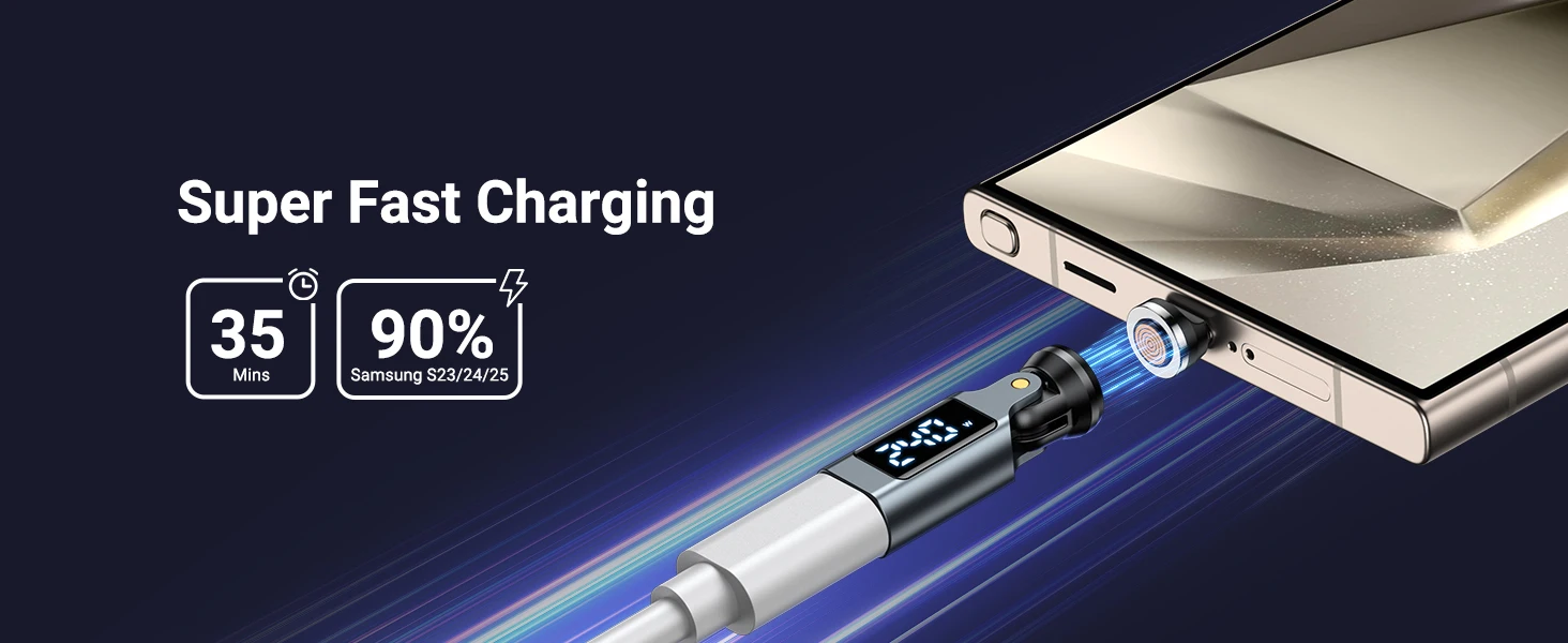 AUFU 9Pin Magnetic Type C Adapter Digital Display PD240W USB C to Type C Micro Male Converter for iPhone 17 Laptop OTG Adapter