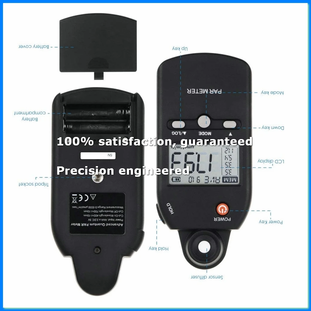PAR Meter Illuminance Meter PPFD Quantum Sensor Full-Spectrum Record Function Indoor Outdoor Plant Light Meter-AD23