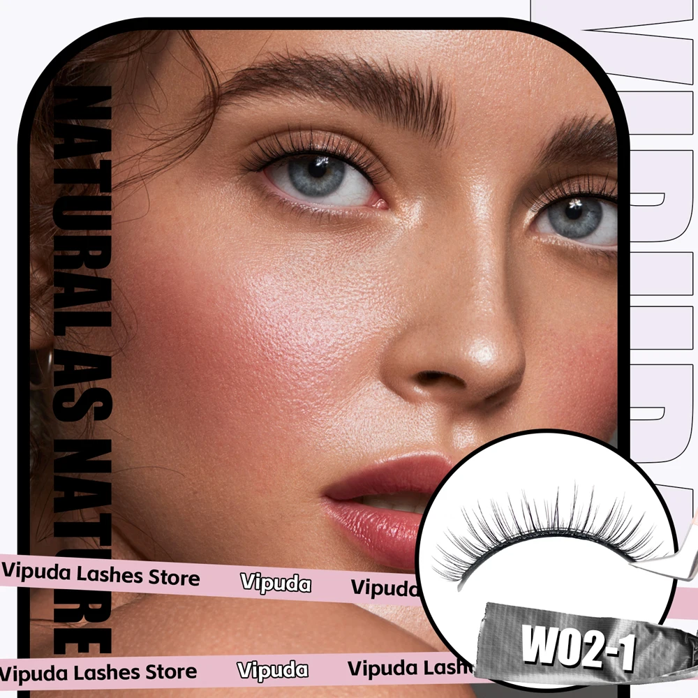 Vipuda Lashes Self-Adhesive Eyelashes Reusable  False Eyelashes 3D Faux Mink Lashes Glue-Free 3 Seconds To Wear Lashes Extension