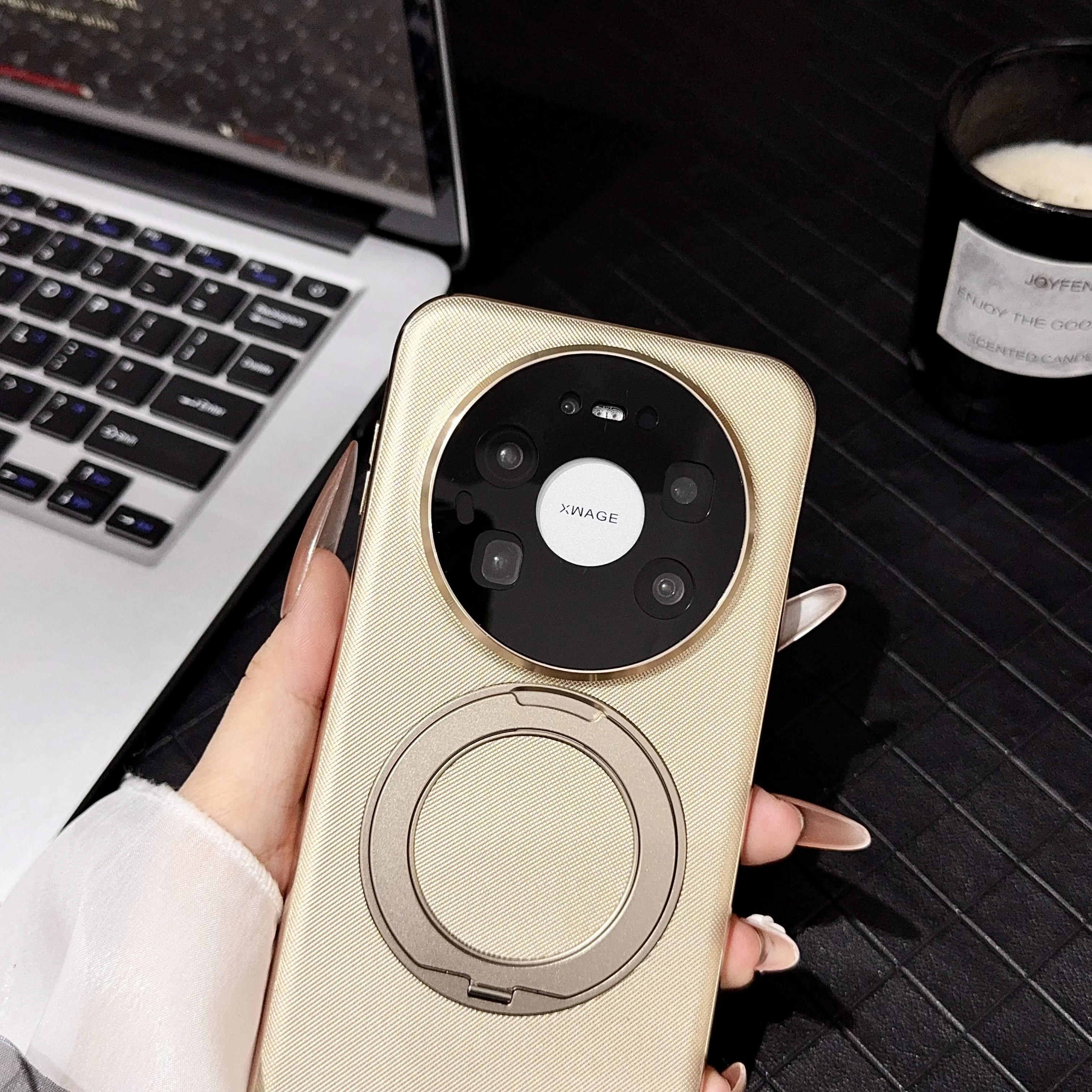 حافظة هاتف جلدية عصرية بلون سادة لهاتف هواوي ميت 80 برو ميت 80 برو ماكس مع مغناطيسي 360 ° حامل دوار #4