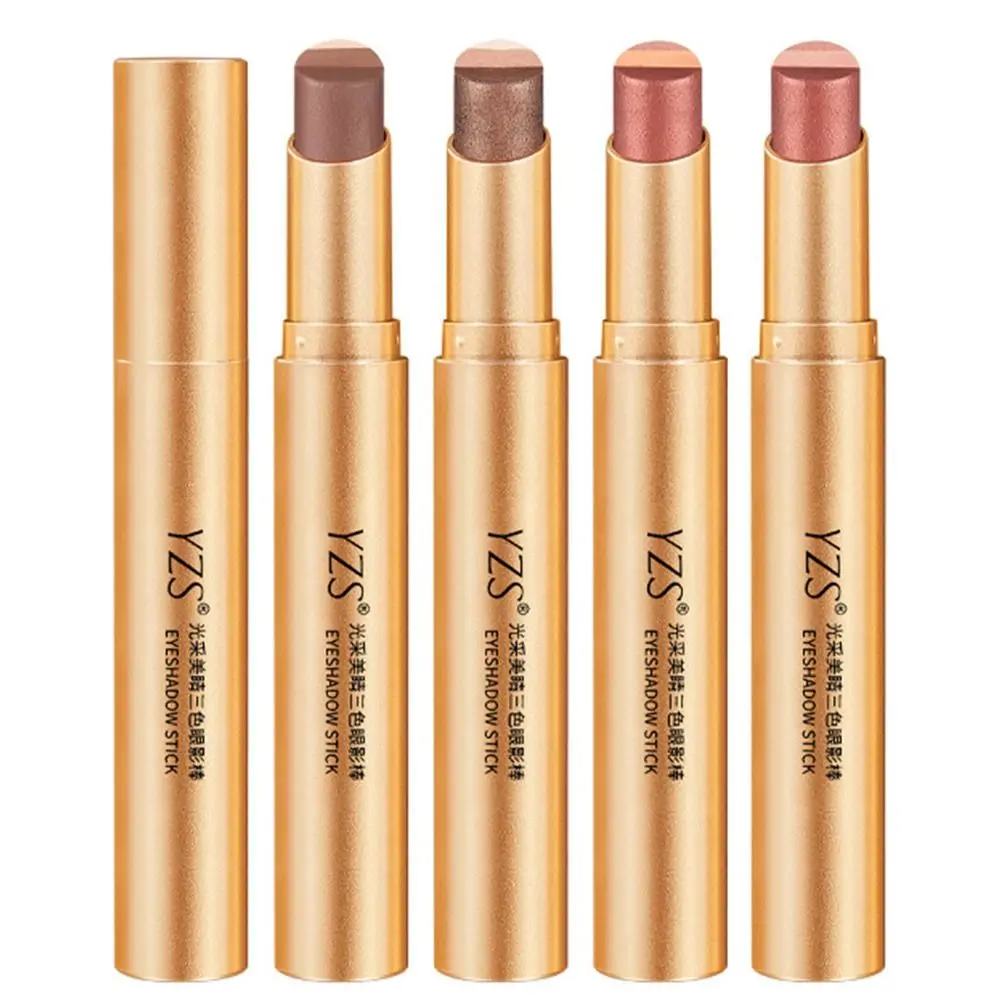 

Водостойкие 3-цветные тени для век, высокопигментированные градиентные цвета, жемчужные тени для век, карандаш, трехмерные, устойчивые к поту