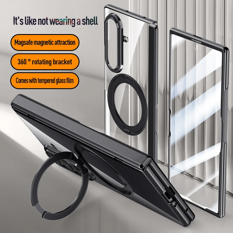 Case For Samsung Galaxy Z Fold8 Fold 8 7 Ultra Comes With Tempered Glass Film Spring Hinged Back Cover Magnetic Rotating Stand
