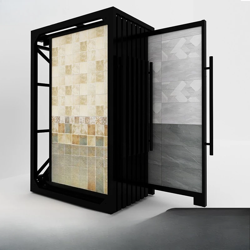 Porcelain multi-functional floor-to-ceiling ceramic rack, ceramic tile push-pull display rack, aluminum gusset sample display ra