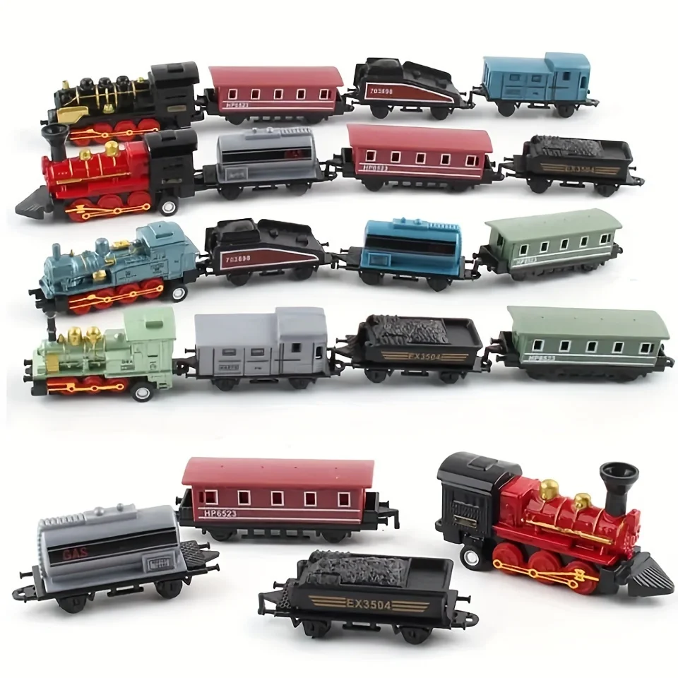 

1:60 alloy retro steam train, recoil model train, gift toy for children, small car model decoration, collectible model car