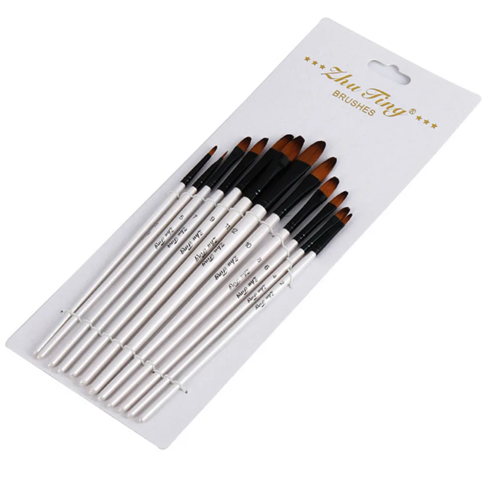 

12 Pcs Brushes Set Durable Bristles Wooden Handles Fine Detailing Paint Brush Detail Set Painting Watercolor Gifts