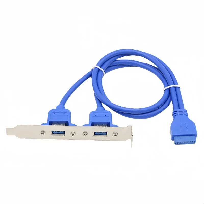 2 Ports USB 3.0 Female Back Panel To Motherboard 20pin Header Connector Cable Adapter With PCI Slot Plate Bracket