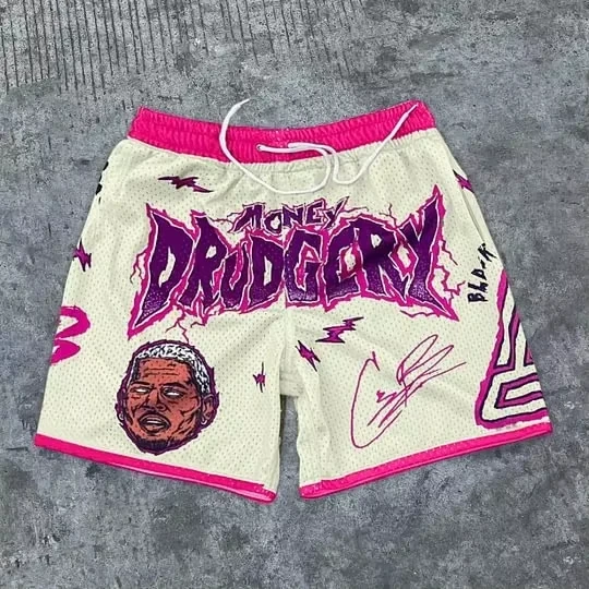 2026 Sommer Neue Vintage Lässige Fun-Muster Grafik-Shorts Locker Sitzende Basketball Sport Gym Atmungsaktive Shorts Fitness Training Y2K – Detail 4