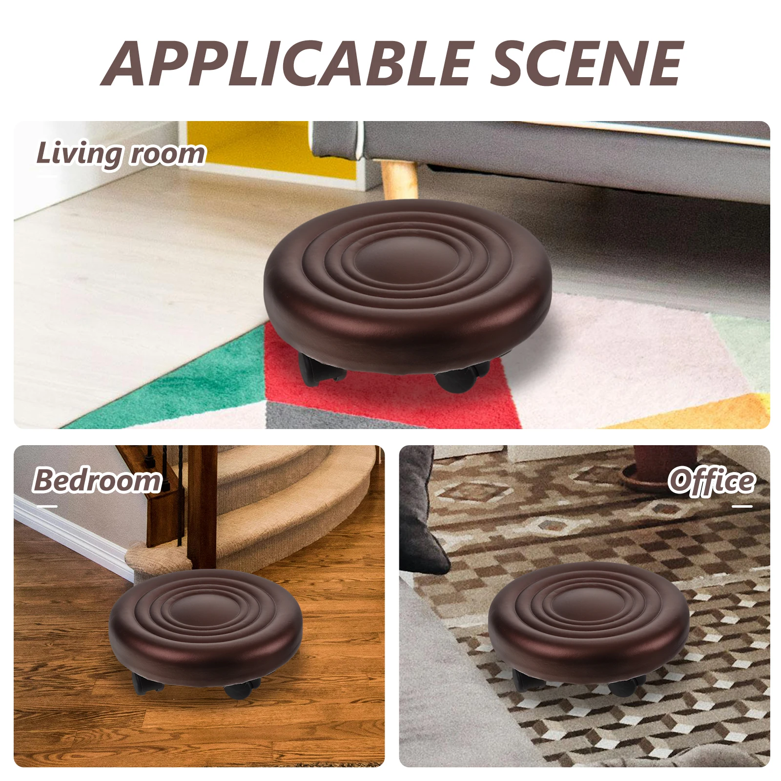 

Small Stool with Wheels Rolling Stools Low Pedicure Sturdy Steel Seat Home Nail Salons Comfort Practical Lightweight