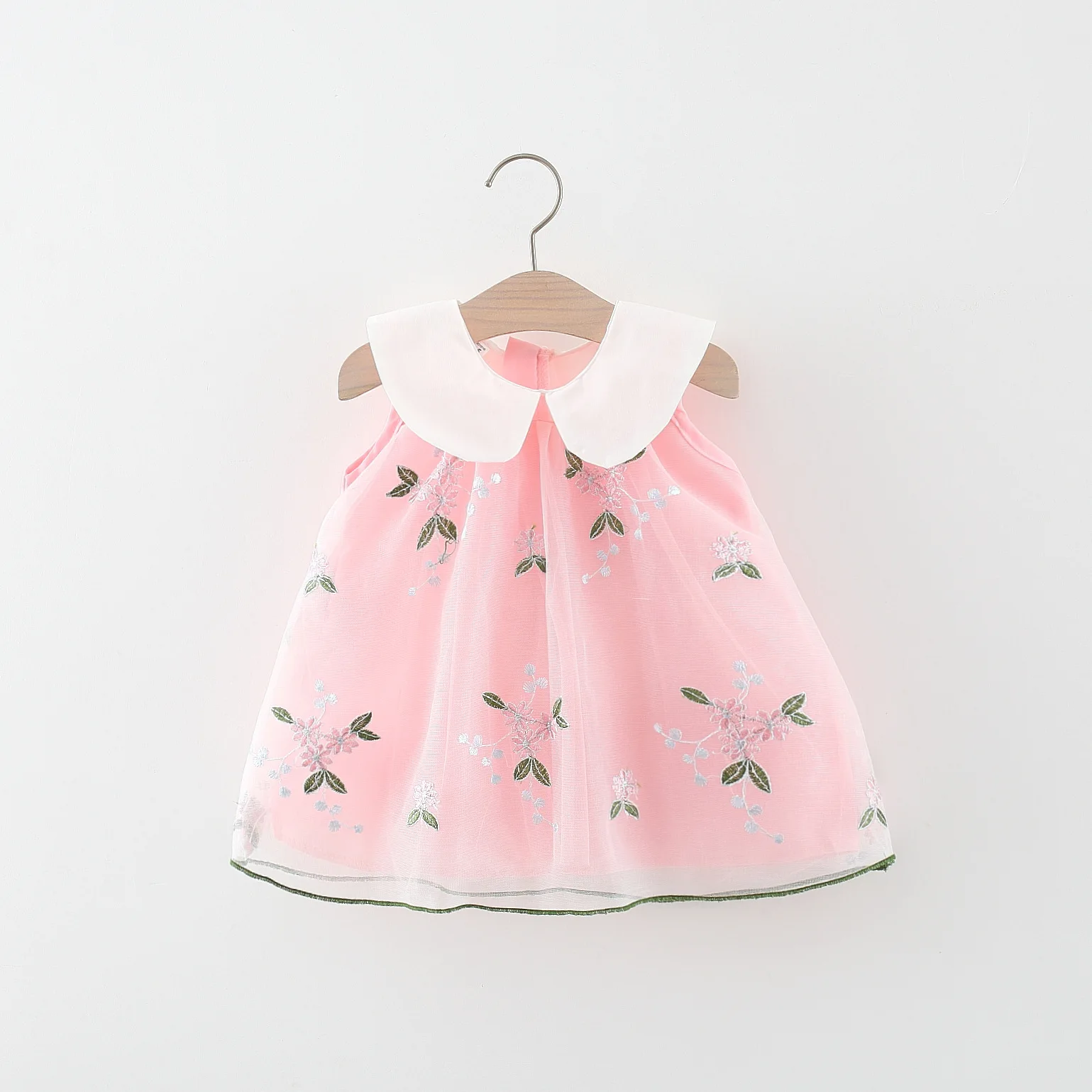 Summer New Girl Baby Dress Mesh Embroidered Hanging Neck Sleeveless Sweet Princess Dress Birthday Party Dress