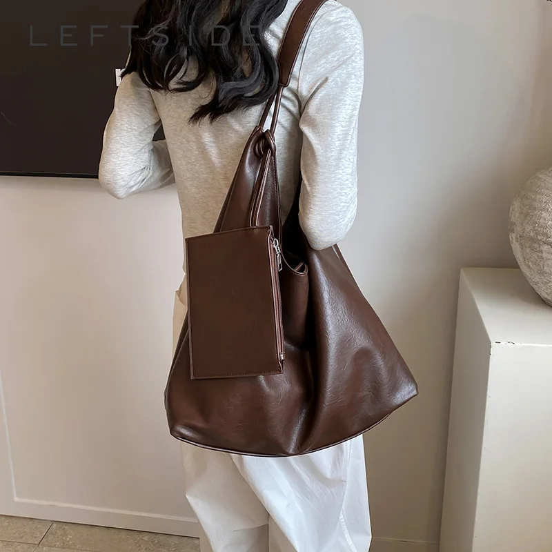 LEFTSIDE Design Big Simple Crossbody Bags For Women 2024 Fashion Females Underarm Bag Lady Shoulder Bag Handbags And Purses