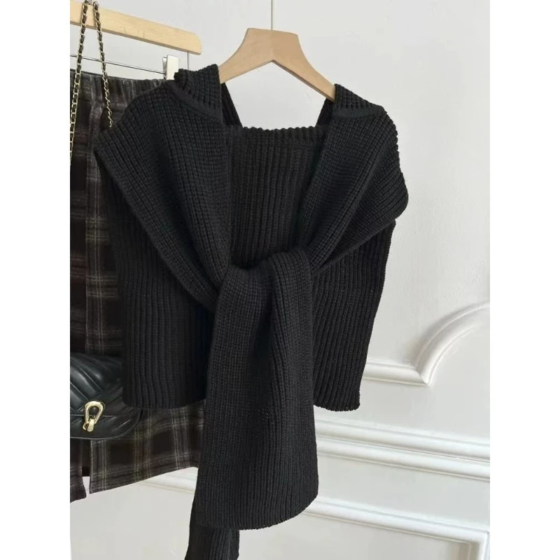 قبعة صوفية دافئة للنساء في الهواء الطلق لخريف وشتاء - قبعة متماسكة لتنحيف الوجه مع وشاح شال، ريترو، كاجوال أنيق ومتعدد الاستخدامات #3