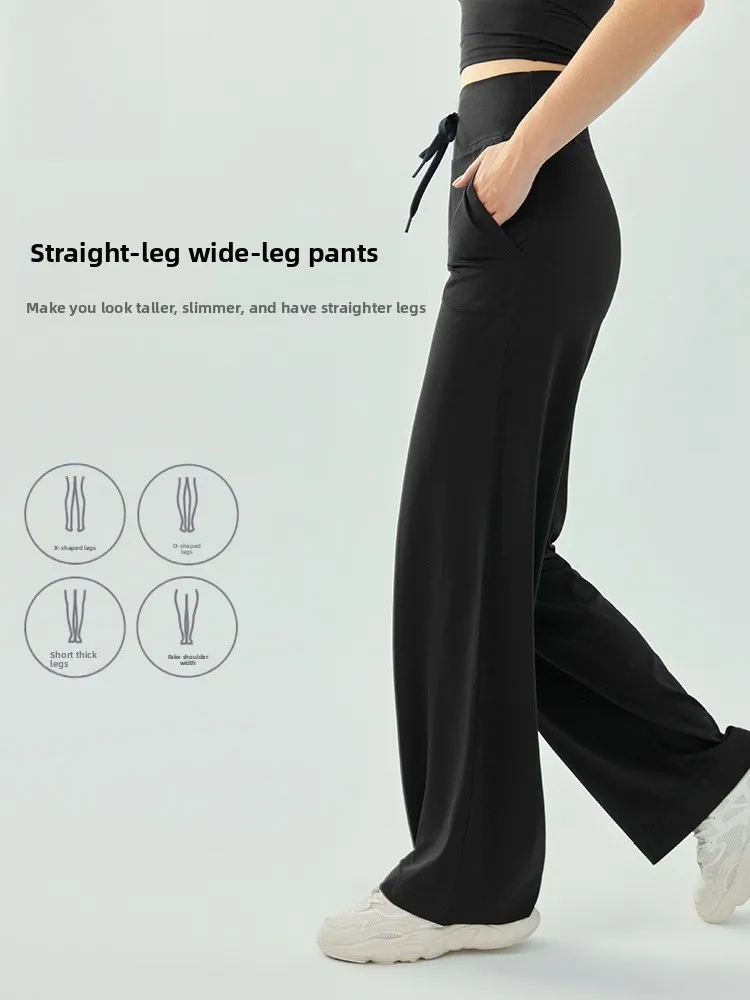 

Удобные прямые брюки для йоги с высокой талией, женские летние тонкие повседневные длинные брюки, приятные для кожи, с высокой талией, с контролем живота