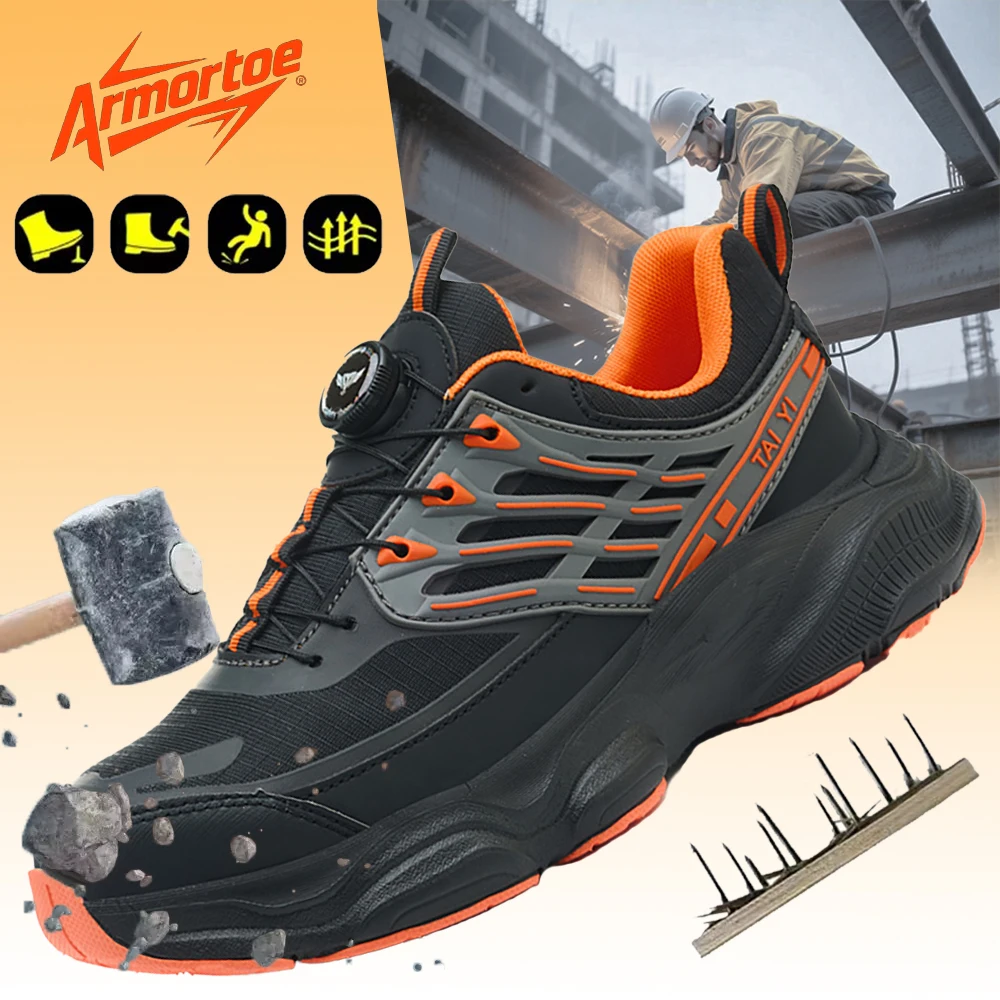 

ArmorToe Snap Button Steel Toe Work Shoes Puncture Proof Wear Slip Resistant Lightweight Industrial Labor #Armor3043