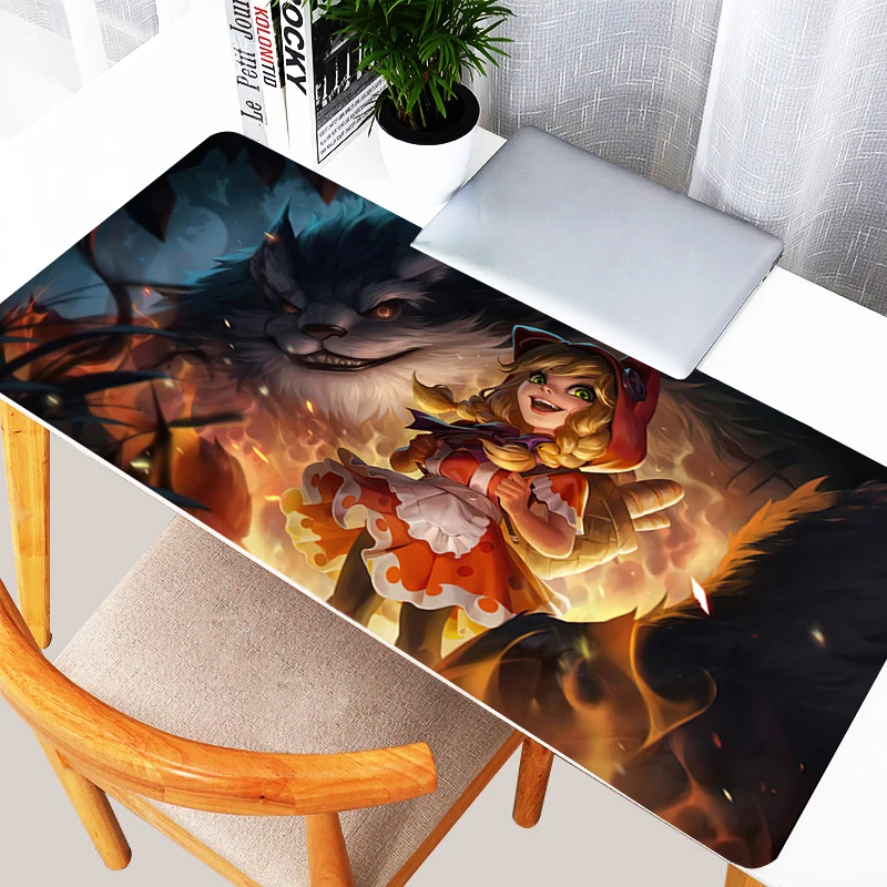 League of Legends Annie Mouse Pad Computer Anime Flame Girl Desk Mat XXL Large Kawaii Mousepad Laptop Gamer Cabinet Keyboard Rug