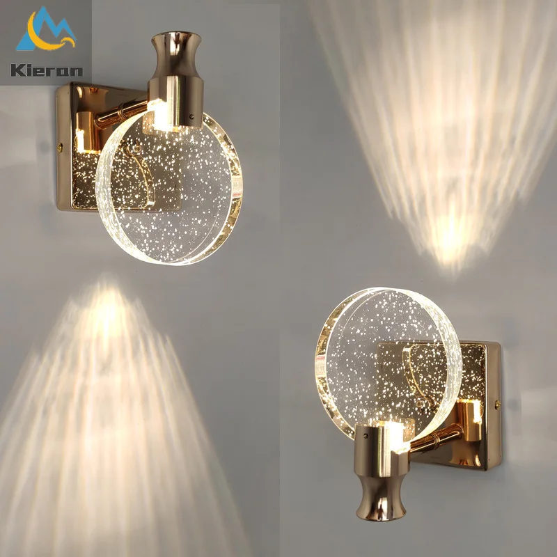 cristal led lampada de parede para home decor lampada espelho luz frontal simples quarto banheiro maquiagem sala 01